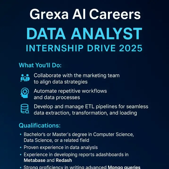 Grexa AI Careers: Data Analyst Internship Drive 2025