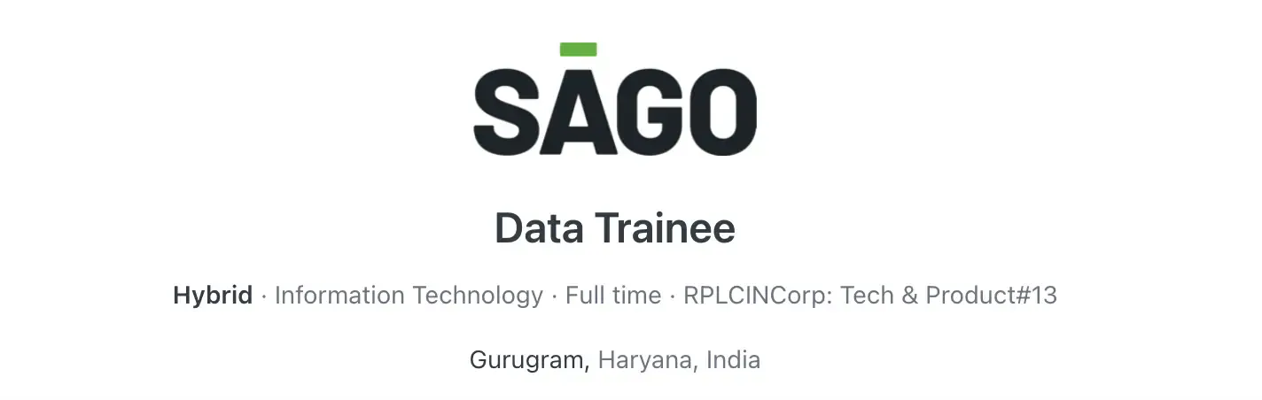 SAGO is Hiring Data Trainee | Job Openings 2025 for Freshers